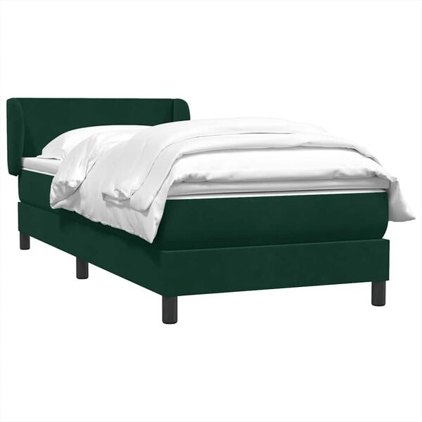 vidaXL Cama com molas/colch&atilde;o verde-escuro 80x220 cm veludo