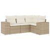 vidaXL 4 pcs conjunto de sof&aacute;s para jardim c/ almofad&otilde;es vime PE bege