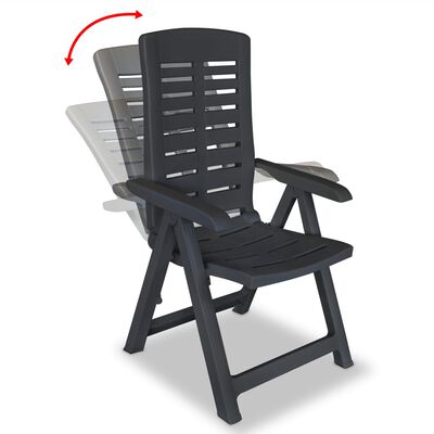 vidaXL Cadeiras jardim reclináveis 2 pcs plástico antracite