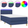 vidaXL Cama box spring c/ colch&atilde;o e LED 90x200 cm tecido azul