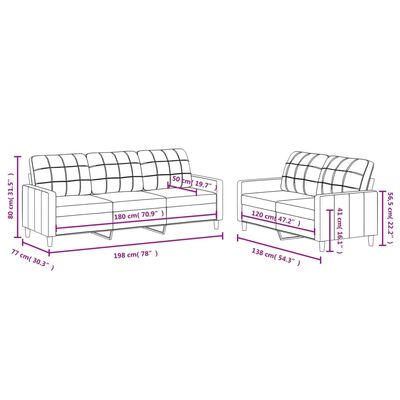 vidaXL 2 pcs conjunto de sofás com almofadões tecido cinza-acastanhado