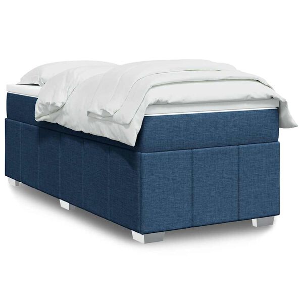 vidaXL Cama com molas/colch&atilde;o 100x200 cm tecido azul