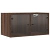 vidaXL Arm&aacute;rios de parede c/ portas vidro 2 pcs 68,5x37x35 cm castanho