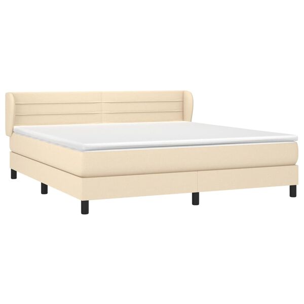 vidaXL Cama com molas/colch&atilde;o 160x200 cm tecido cor creme