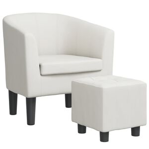 vidaXL Poltrona com apoio de p&eacute;s couro artificial branco