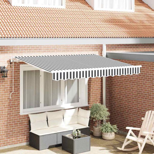 vidaXL Toldo Retr&aacute;til Antracite e Branco 300 x 200 cm