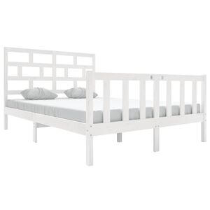 vidaXL Estrutura de cama 120x200 cm madeira de pinho maci&ccedil;a branco