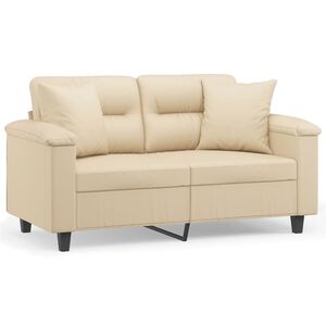 vidaXL Sof&aacute; 2 lugares c/ almofadas 120 cm microfibra cor creme