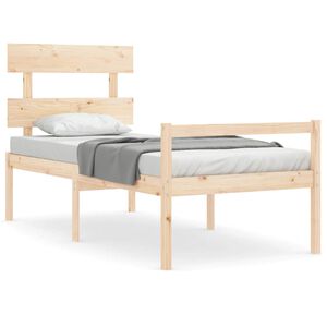 vidaXL Cama de solteiro para idosos com cabeceira madeira maci&ccedil;a