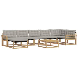 vidaXL Conjunto de Sof&aacute;s para Exterior 8 unid. Branco e Cinzento-Claro