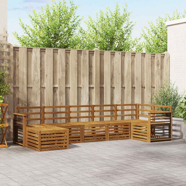 vidaXL Conjuntos de sof&aacute;s 7 pcs Natural Madeira S&oacute;lida de Ac&aacute;cia