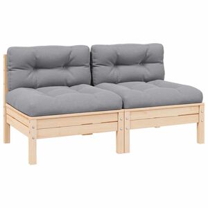 vidaXL Sof&aacute; de jardim 2 lugares com almofad&otilde;es cinzentos pinho maci&ccedil;o