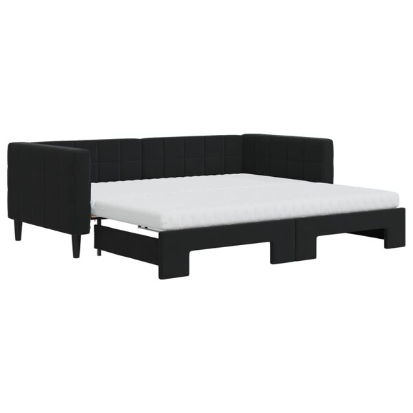 vidaXL Sofá-cama com gavetão e colchões 90x190 cm veludo preto
