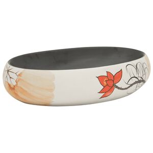 vidaXL Lavat&oacute;rio de bancada oval 59x40x15 cm cer&acirc;mica multicor