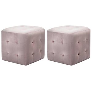 vidaXL Pufe 2 pcs 30x30x30 cm veludo rosa