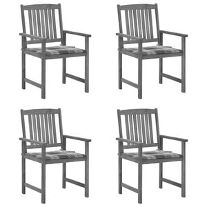 vidaXL Cadeiras de jardim com almofad&otilde;es 4 pcs ac&aacute;cia maci&ccedil;a cinza