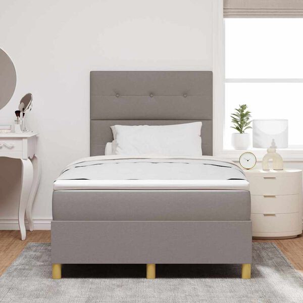 vidaXL Cama Box com colch&atilde;o Cinzento-acastanhado 120 x 190 cm tecido