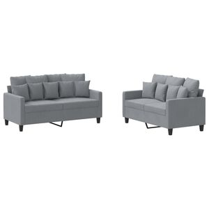 vidaXL 3 pcs conjunto de sof&aacute;s com almofad&otilde;es tecido preto