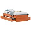 vidaXL Cama sem colch&atilde;o com gavetas madeira pinho maci&ccedil;a castanho-mel