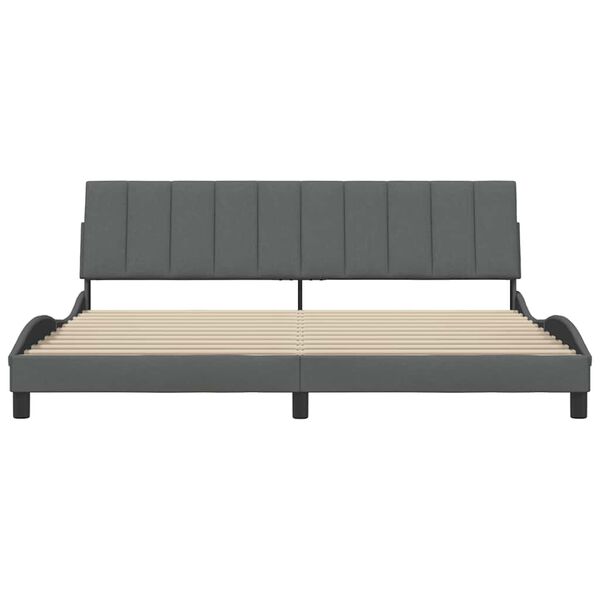 vidaXL Estrutura de cama sem colch&atilde;o Hanko 200x200 cm tecido cinzento-escuro