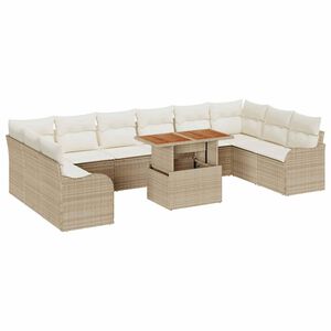 vidaXL Conjunto de Sof&aacute; de Jardim 11 pcs Bege Rattan Sint&eacute;tico