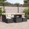 vidaXL Conjunto de Sofá de Jardim 7 pcs Preto Rattan Sintético