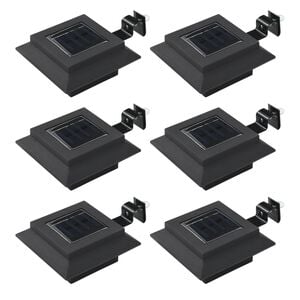 vidaXL Candeeiro de exterior solar LED 6 pcs preto quadrado 12 cm
