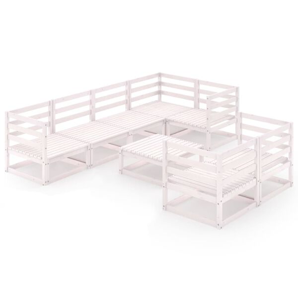 vidaXL 8 pcs conjunto lounge de jardim pinho maci&ccedil;o branco
