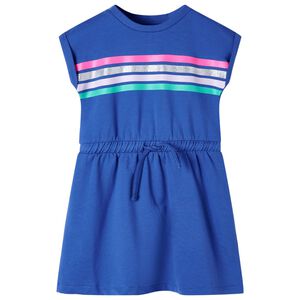 Vestido de crian&ccedil;a com cord&atilde;o azul-cobalto 104