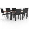 vidaXL 7 pcs conjunto de jantar para jardim vime PE preto