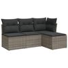vidaXL 4 pcs conjunto sof&aacute;s de jardim c/ almofad&otilde;es vime PE cinzento