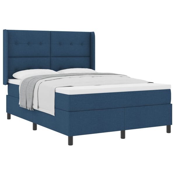 vidaXL Cama Box com colch&atilde;o com cabeceira Azul 190 x 140 cm tecido
