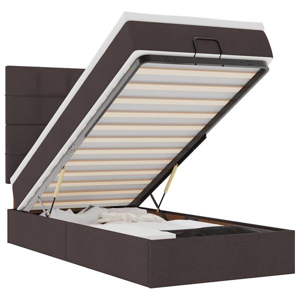 vidaXL Estrutura cama otomana colch&atilde;o 100x200cm tecido castanho escuro