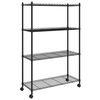 vidaXL Unidade de 4 prateleiras com rodas 90x35x142 cm 200 Kg preto