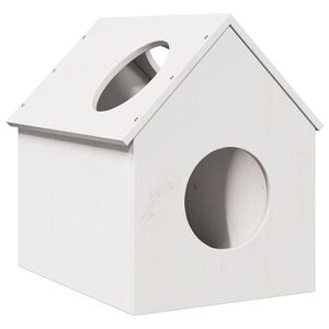 vidaXL Casa do gato 41x50x50 cm madeira de pinho maci&ccedil;a branco