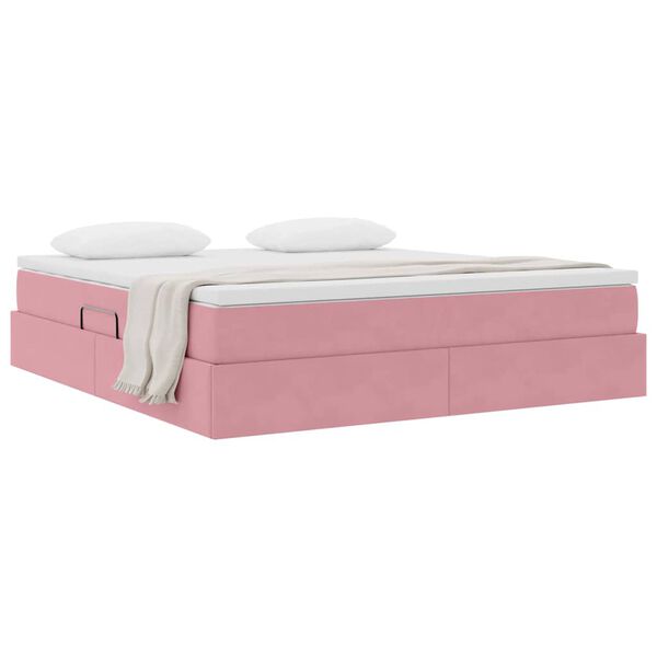 vidaXL Cama com arruma&ccedil;&atilde;o e colch&atilde;o Rosa 180 x 200 cm Veludo
