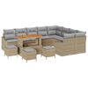 vidaXL Conjunto de Sof&aacute; de Jardim 13 unid. Bege vime PE