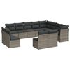 vidaXL 12 pcs conjunto de sof&aacute;s jardim c/ almofad&otilde;es vime PE cinzento