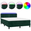 vidaXL Cama box spring c/ colch&atilde;o/LED 140x200 cm veludo verde-escuro