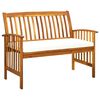 vidaXL Banco de jardim c/ almofad&atilde;o 119 cm madeira de ac&aacute;cia maci&ccedil;a