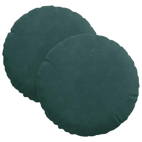 vidaXL Almofadas de Assento 2 pcs Verde Escuro &Oslash; 40 x 13 cm Veludo
