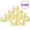 vidaXL Velas pequenas LED sem chama 100 pcs branco quente