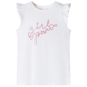 T-shirt para crian&ccedil;a manga com folhos cor cru 140