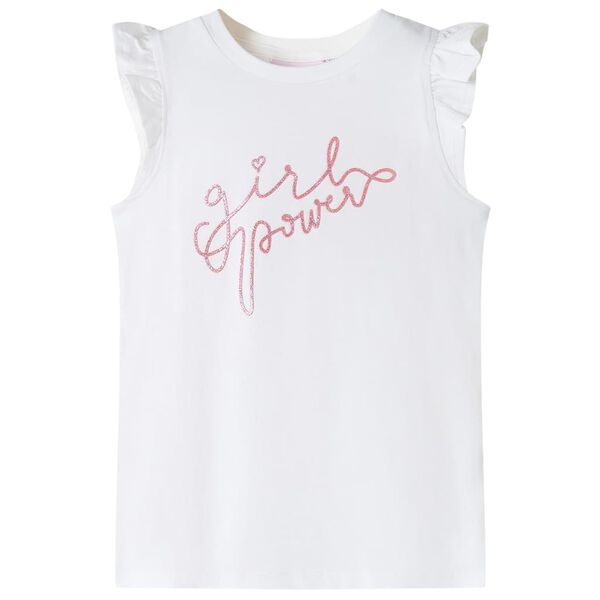 T-shirt para crian&ccedil;a manga com folhos cor cru 140