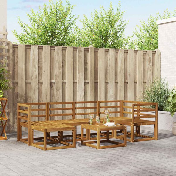 vidaXL Conjunto de Sof&aacute;s para Exterior 7 pcs Cinza Natural e Claro