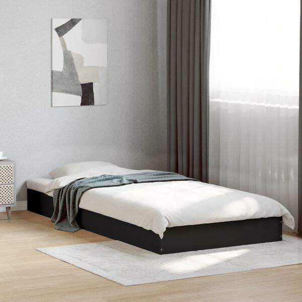 vidaXL Estrutura de cama 90x200 cm derivados de madeira preto