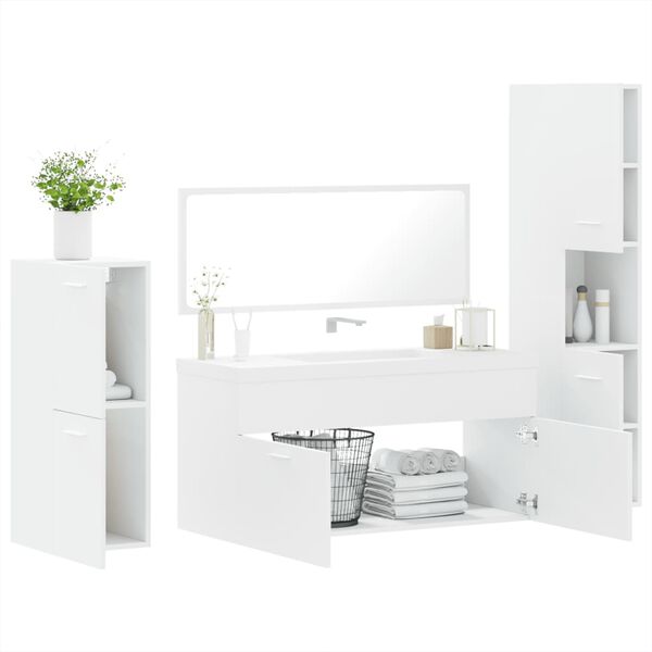 vidaXL 4 pcs conjunto m&oacute;veis casa de banho derivados de madeira branco