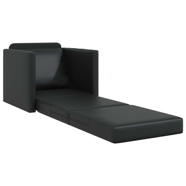 vidaXL Sof&aacute;-Cama Dobr&aacute;vel Preto 74 x 77 x 81 cm PVC
