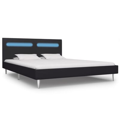 vidaXL Estrutura de cama com LED 160x200 cm tecido preto