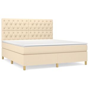 vidaXL Cama com molas/colch&atilde;o 160x200 cm tecido cor creme